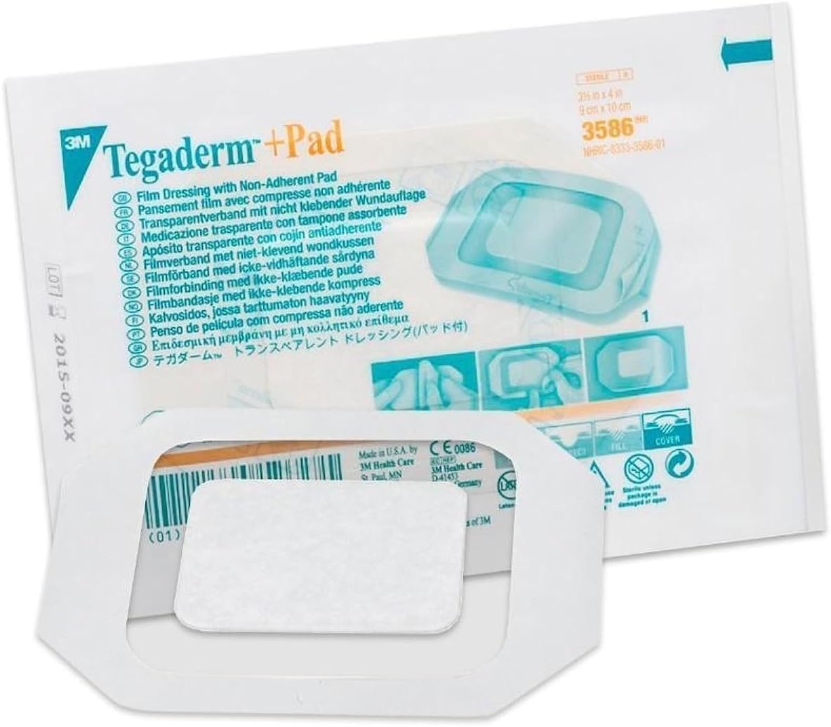 TEGADERM Plus +PAD 3M Film Dressings 5cm x 7cm x 20 3582 Transparent/Waterproof/Non-Adh Pad