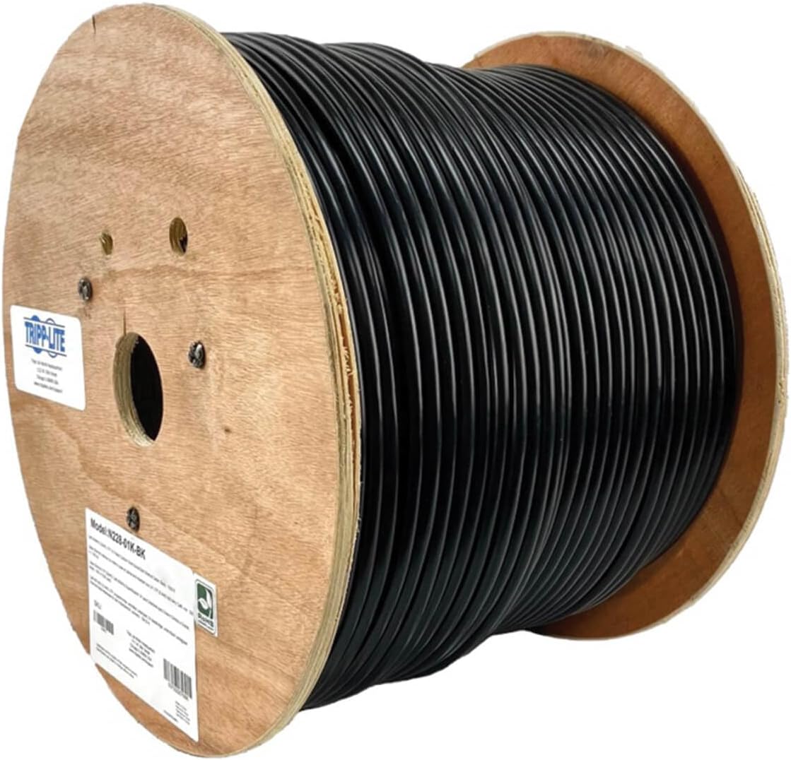 Tripp Lite Cat6/Cat6e Bulk Ethernet Cable, Solid 23 AWG, 600 MHz, 1Gbps, 1000 ft., Black (N228-01K-BK)
