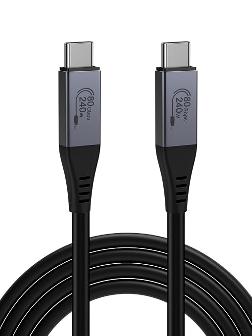 CableCreation 80Gbps USB 4 USB Cable 5FT, 120Gbps Bandwidth, 8K 60Hz Display, 240W Charging, Compatible With Thunderbolt 5,Thunderbolt 4/3, USB4, SSD, Macbook M4 Pro, Dock, Egpu, Black