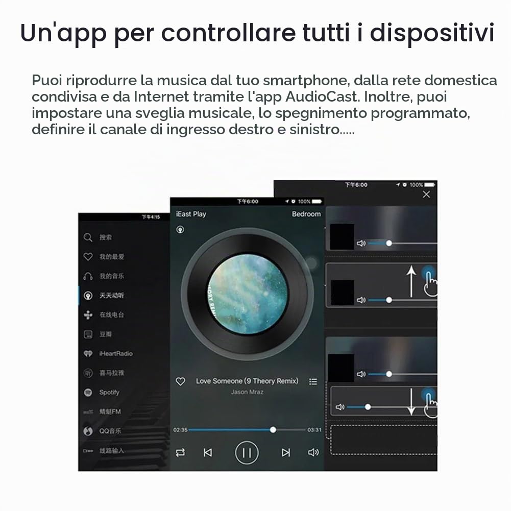 Wireless WiFi Musica Audio Streamer Ricevitore Audiocast Ieast Play M5 DLNA per Airplay Adattatore Audio Streaming Multi Stanza
