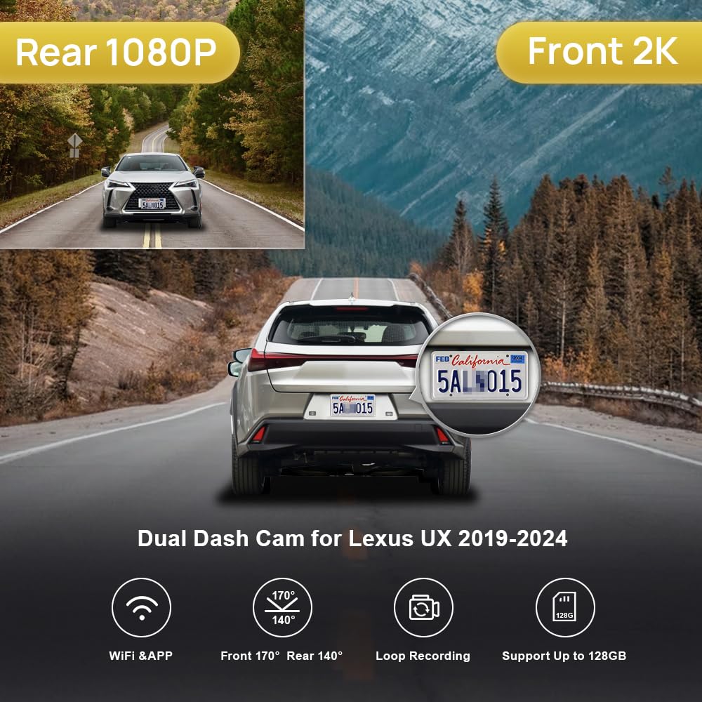 Amazon.com: Fitcamx 2K Front and Rear Dash Cam for 2019-2024 Lexus