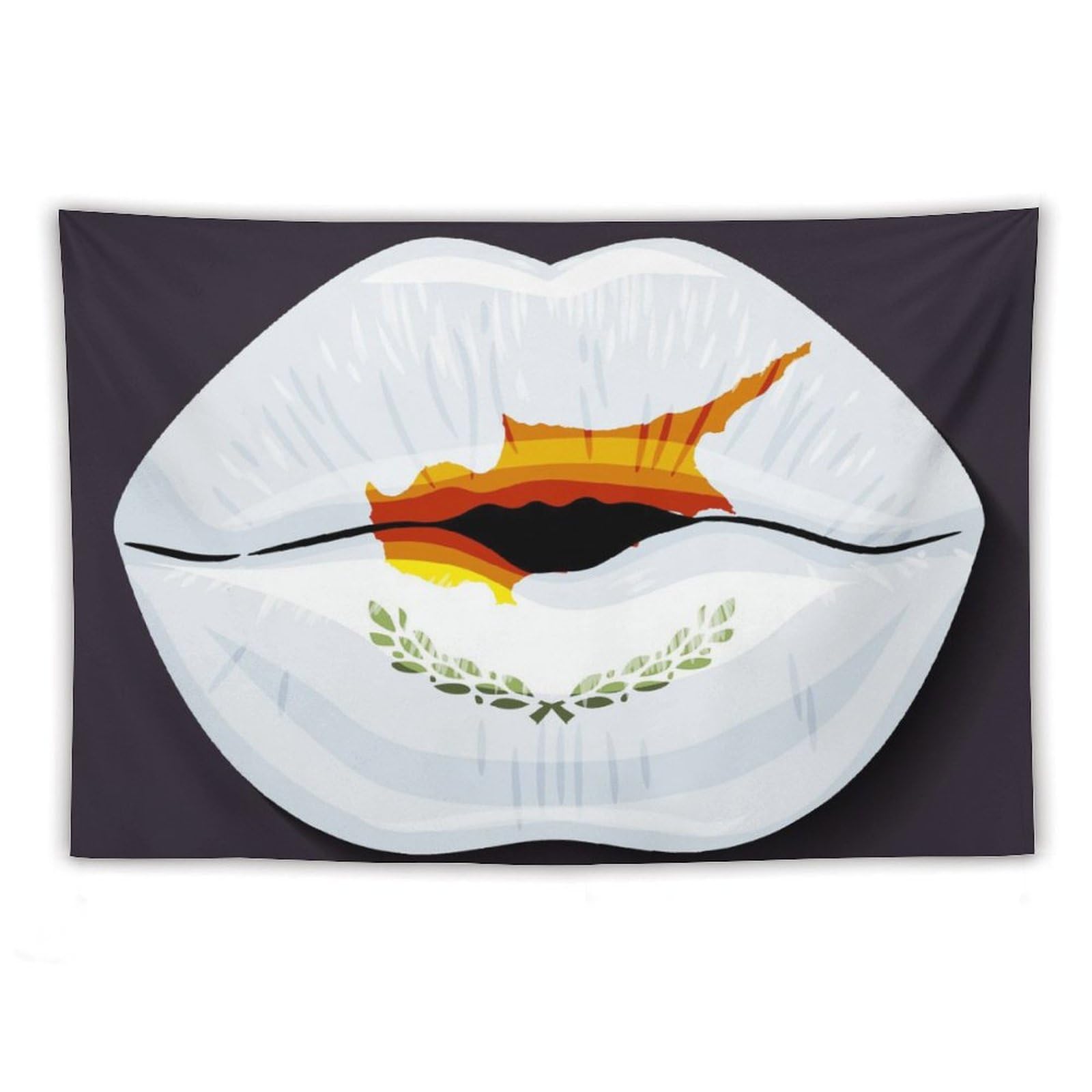 XingFox Cyprus Flag Lips Tapestry Wall Hanging, National Flag Art Wall Decoration Tapestry, For Bedroom Living Room Dorm Home Decoration, 40"x60"