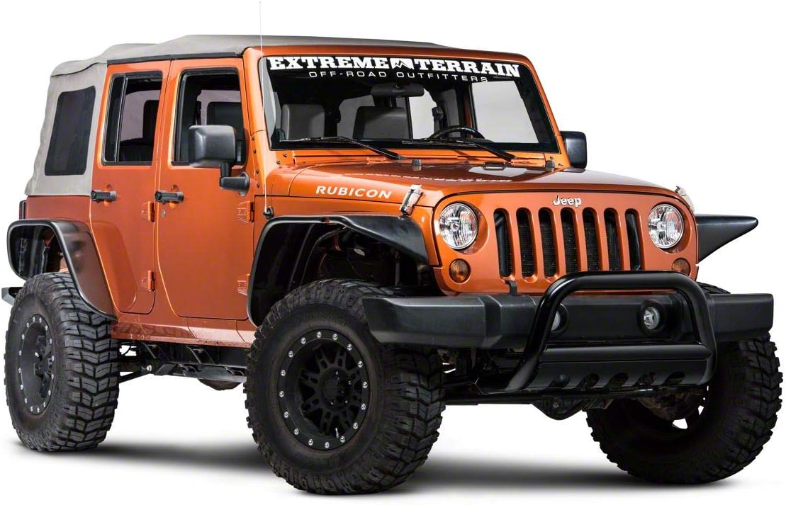 Barricade 3-Inch Bull Bar with Skid Plate; Gloss Black Compatible for 10-18 Jeep Wrangler JK