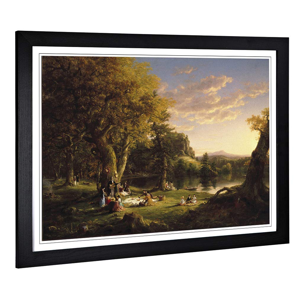 Big Box Art Framed Print of Thomas Cole The Pic Nic Design | Wall Art Picture | Home Decor for Kitchen, Living, Dining Room, Bedroom, Hallway, Office, Black, A2 / 24.5x18 Inch / 62x45cm