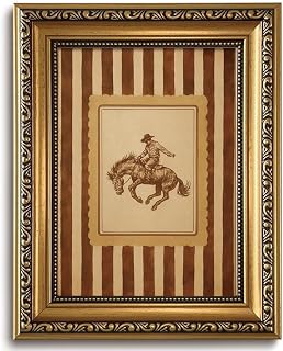 Vintage Western Wall Art Framed Cowboy Wall Decor Country Horse Canvas | Southwestern Cowboy Pictures Mid Century Paintings Rustic Striped Artwork Ranch Prints for Bedroom Living Room Bathroom