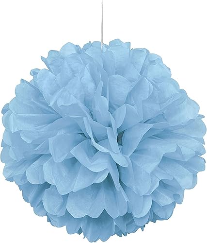 Pompón de papel de seda color negro, de 16 pulgadas., 16", Azul claro