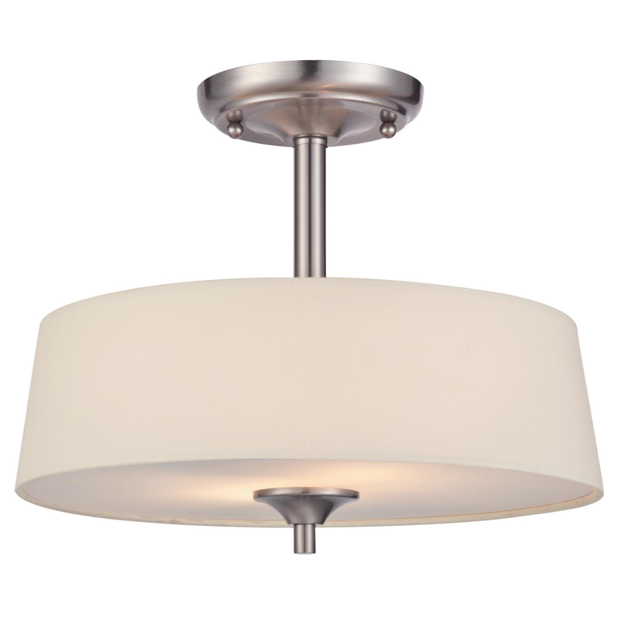 Westinghouse 6225700 Parker Mews Two-Light Indoor Semi-Flush Ceiling Fixture, Nickel,White