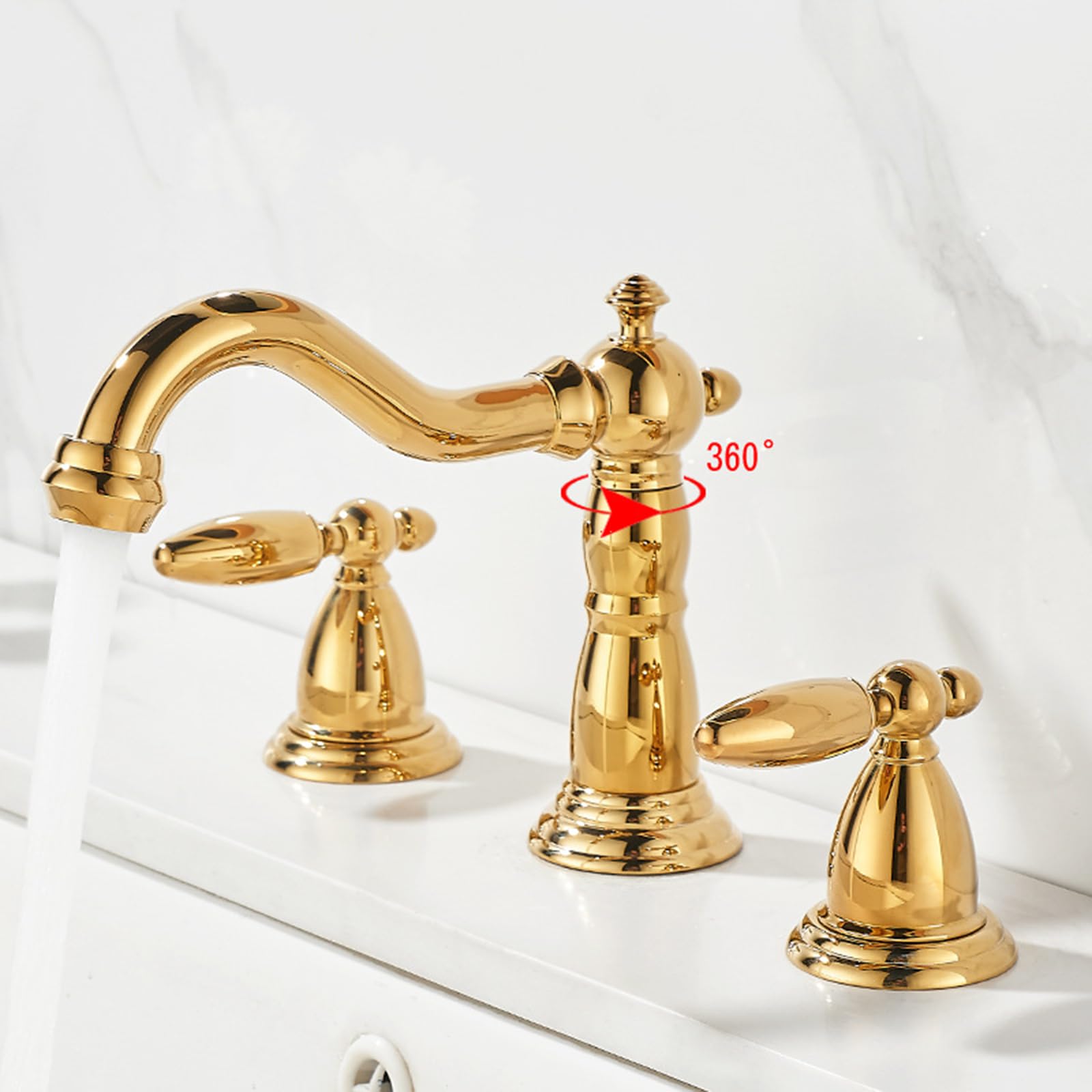 Rubinetto diffuso in ottone a doppia maniglia a 3 fori