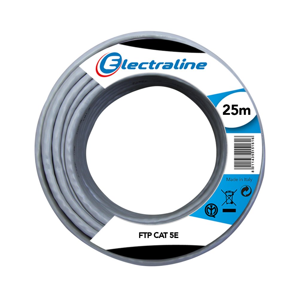 Electraline LMF901560892 Couronne de Cable de Réseau Ethernet FTP CAT5E 25M Gris