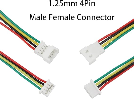 40pcs (20Pairs) JST 1.25mm 4Pin Mini Micro Male and Female Connection Cable Plug with Terminal Connector Wire Cable 100mm 1571-26AWG
