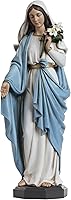 Grace4Joy 10 Inch Blessed Mother Mary Statue - Hand Painted Virgin Mary with Lilies, Renaissance Catholic Home Decor Figurine