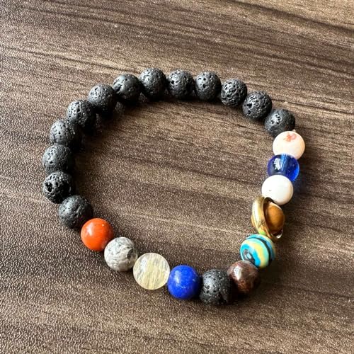 Fashion Galaxy Planet Saturn Lava Rock Stone Bracelet3