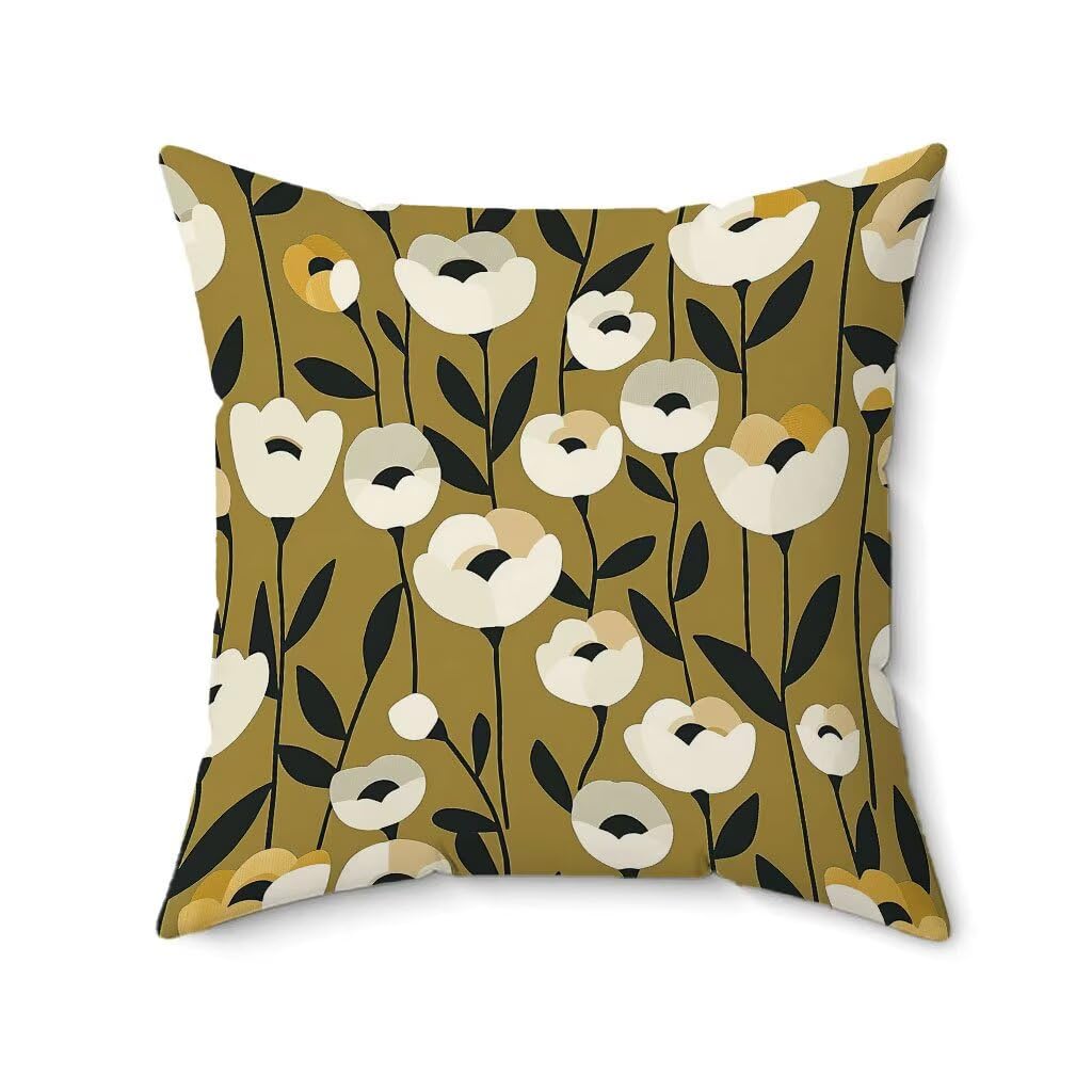 Poduszka outdoorowa 60 x 60 cm, zestaw 4 sztuk, żółte, Primavera, wodoodporna, len, na sofę, HD, dwustronny nadruk, poduszka dekoracyjna do użytku na zewnątrz, do ogrodu, na taras, krzesło, balkon
