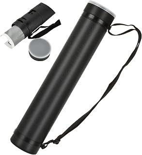 1PC Extendable Poster Tube Expand from 17” to 27” with Shoulder Strap, Black Portable Poster Document Storage Tube for Artworks, Blueprints, Drafting and Scrolls