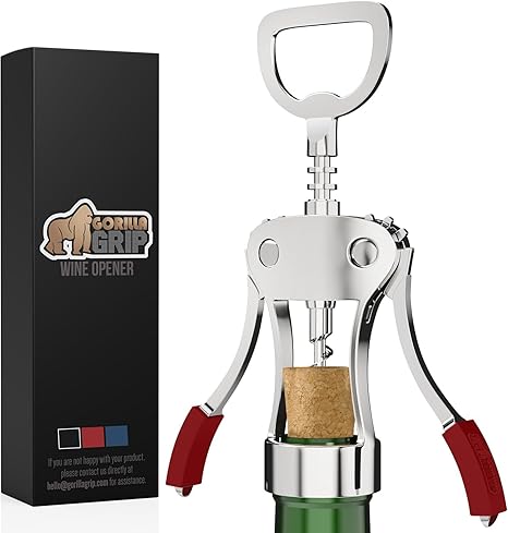 GORILLA GRIP BPA-Free Premium Wine Opener, Heavy Duty Zinc Alloy
