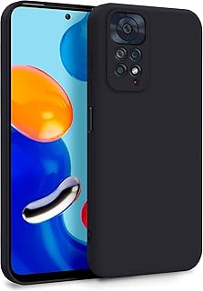 حافظة سيليكون متوافقة مع هاتف Xiaomi Redmi Note 11 | Note 11s - حافظة TPU ناعمة وناعمة مع بطانة من الألياف الدقيقة - غطاء واقي نحيف للغاية وخفيف الوزن باللون الأسود