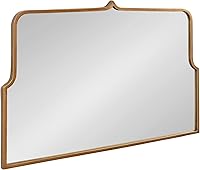 Kate and Laurel Gezella Scalloped Arched Wall Mirror - Modern Black 22x36 Inch Decorative Hanging Mirror