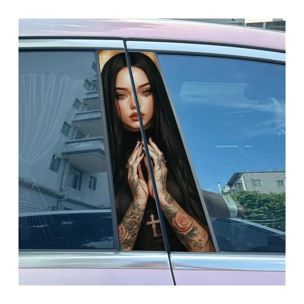 Body Parts 2pcs Car Center Pillar Sticker Tattoo Sister Auto B-Pillar Waterproof Protective Film(H)
