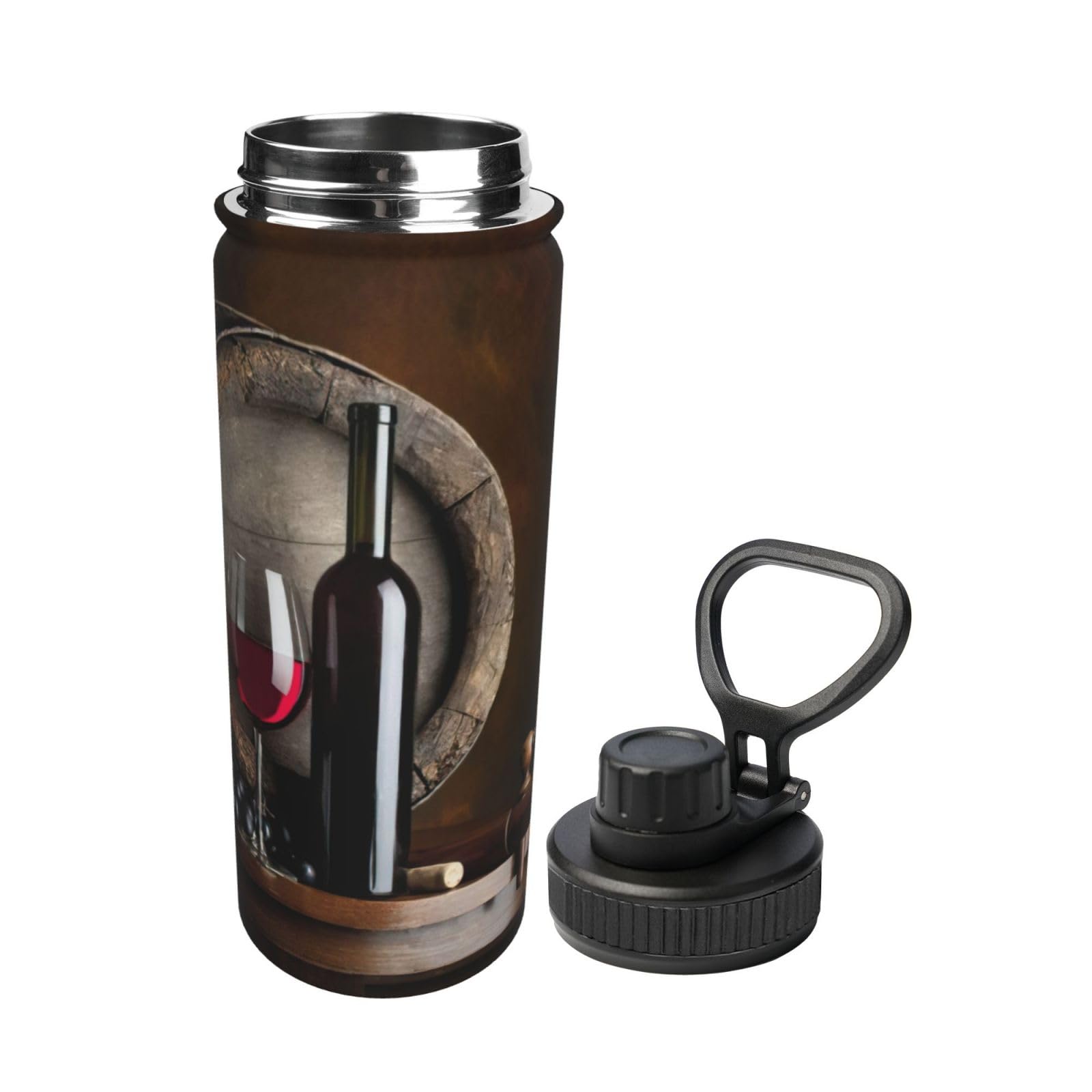 Rotweinflasche, Glas, Camping, Wandern, Trinkflasche, Edelstahl, doppelwandig, isoliert
