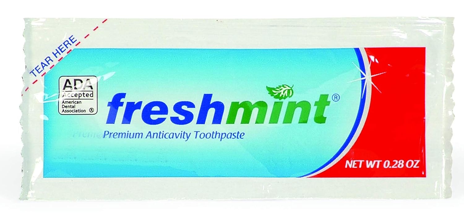 Freshmint® 250 Pacotes de 8 g de Pasta de Dente Premium Anticáries com Flúor (Aceito pela ADA)