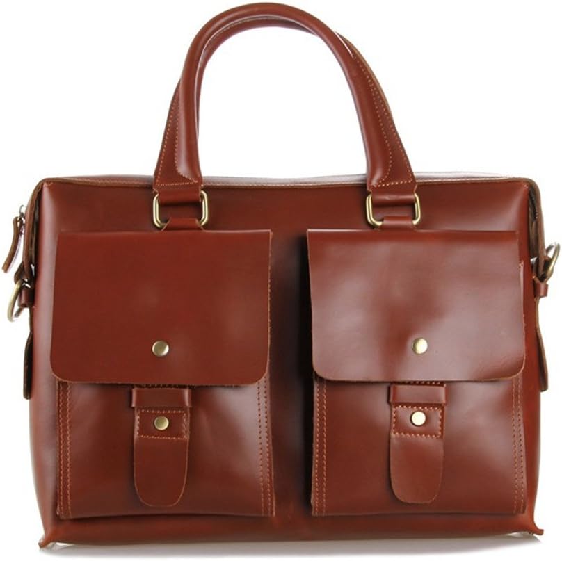 Amango Men Leather Laptop Messenger Bag Briefcase Shoulder Bags Fit up to 15'' Computer Red Brown A7001