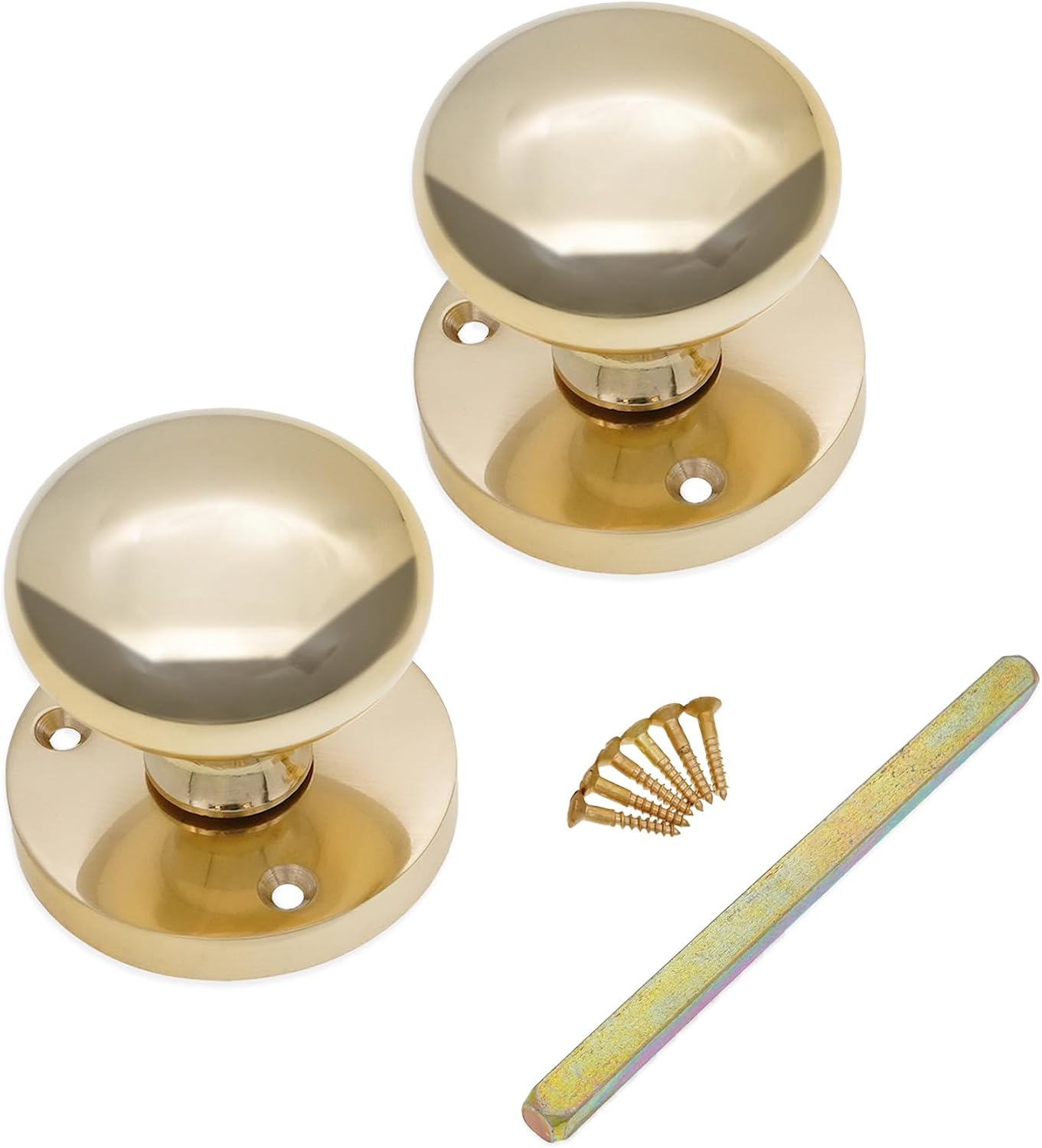 Infinity Decor Polished Brass Victorian Round MORTICE Door KNOBS Pair Pull Latch Handles Set Heavy Sprung Solid Brass