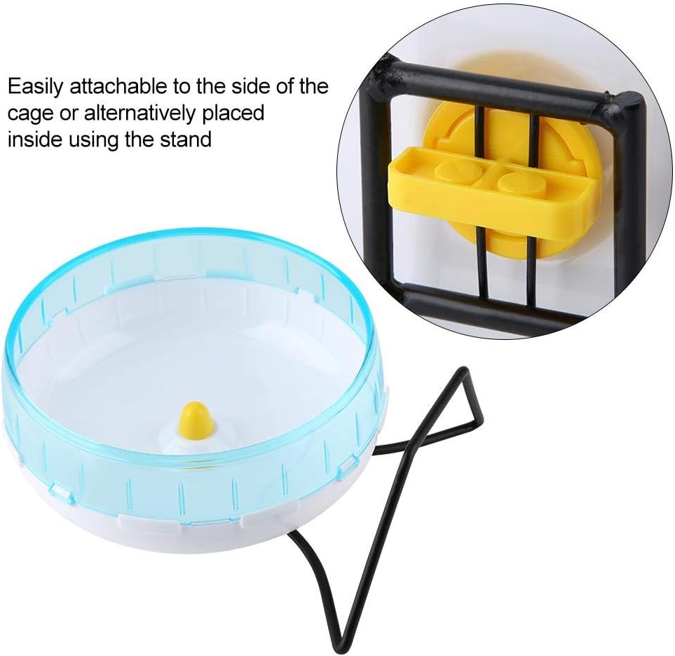 Plastic Silent Running Wheel Hamster Mouse Rat Exercise Toys Pet Toy Training Cage Accessory for Small Animals Mouse with Iron Stand