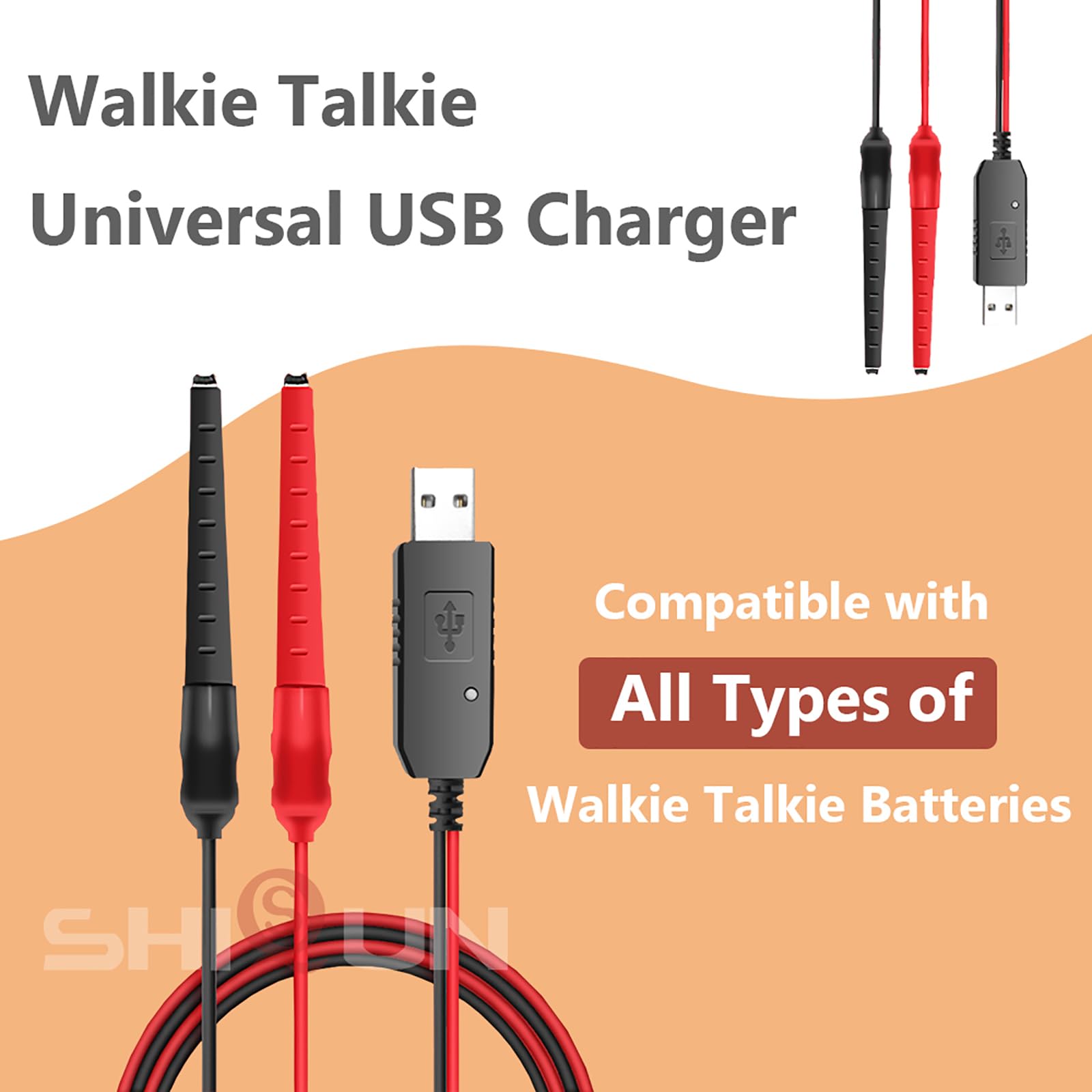 BF-F8HP Two Way Radio USB Charger Universal 3.4V-7.4V Auto Match for Walkie Talkie Battery Compatible with Battery of UV-5R UV-82 UV-82HP UV-82RT BF-888S (3.4V-7.4V)