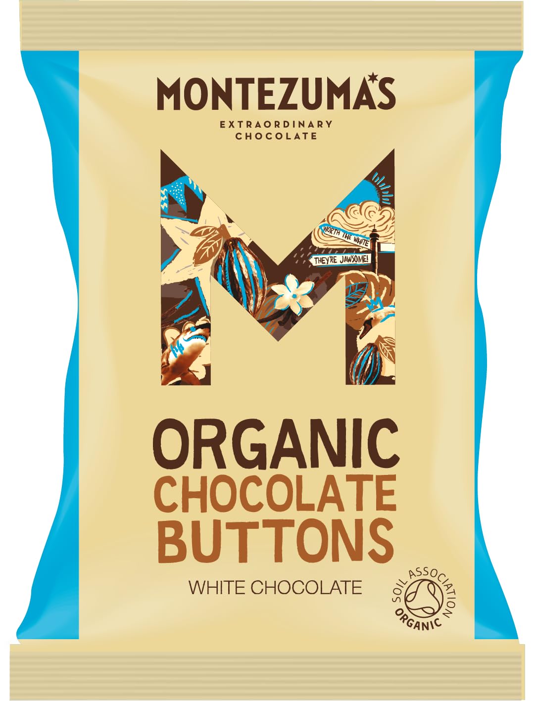 Montezuma's Organic White Chocolate Buttons, Gluten Free, 120g Bag