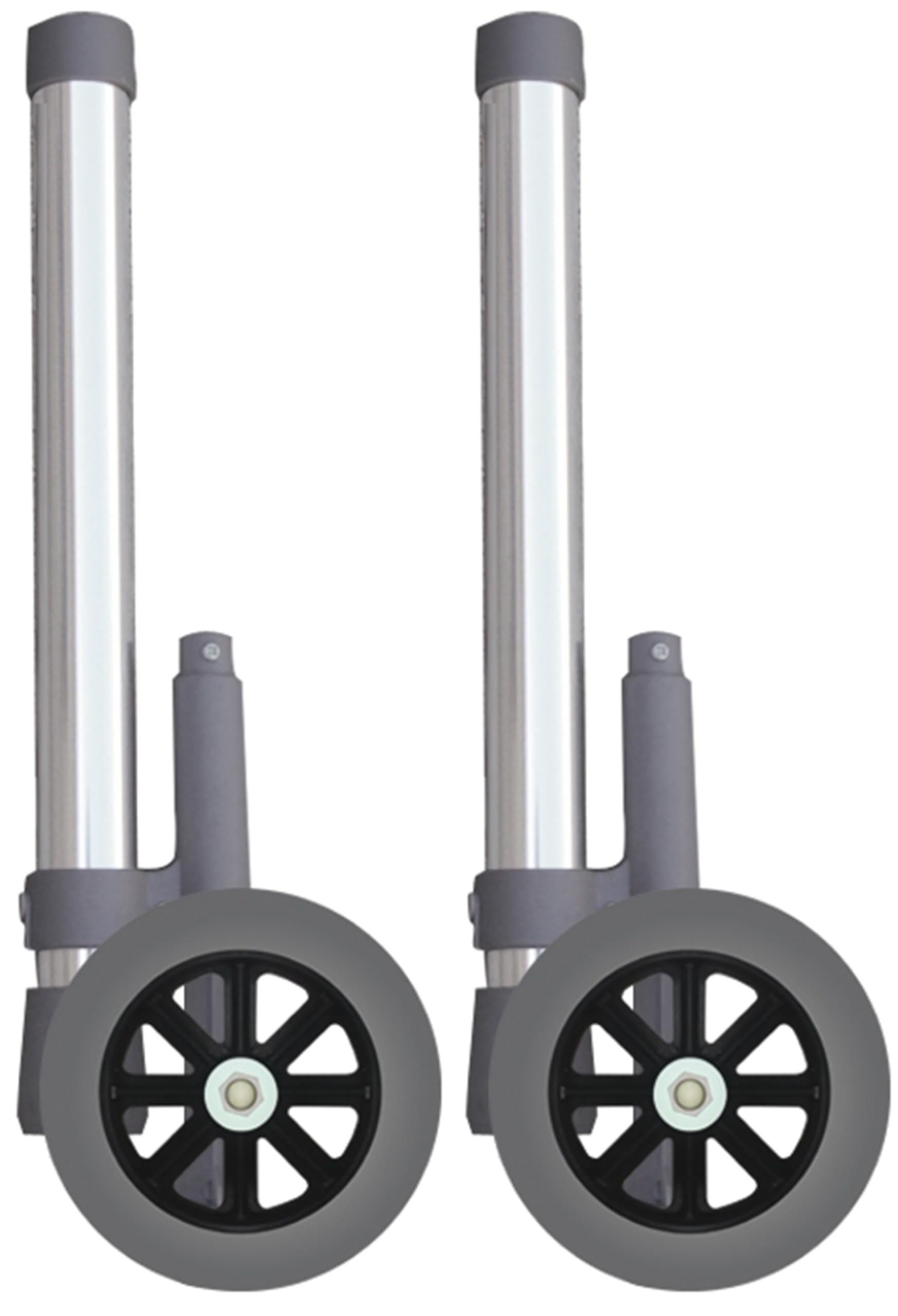 Coppia di Gambe con ruote e sistema bloccante per Deambulatore e girello per anziani diametro 12,5 cm Art. AD-R5A due pezzi