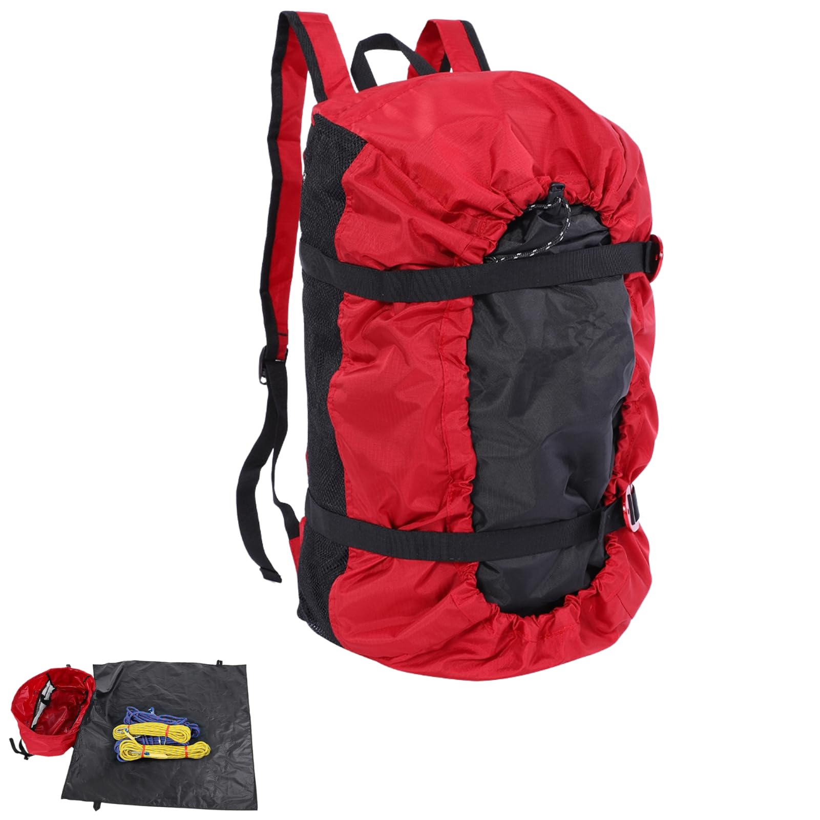 Wanderrucksack Faltender Wasserdichter Kletterseil Tasche Oxford Stoff Seilsack für Outdoor Camping Wandern (Rot)