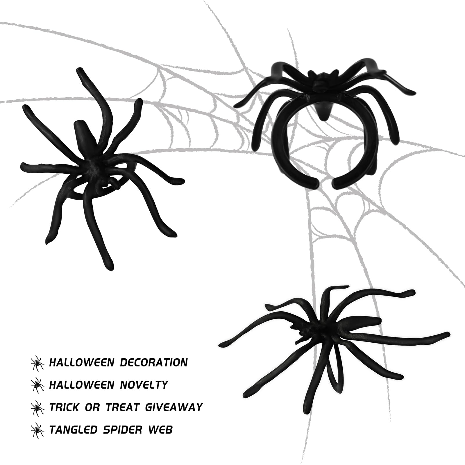 300 anillos de araña de Halloween para niños, recuerdos de fiesta, anillos de araña de plástico de 1.96 pulgadas, a granel para niños, accesorios de disfraces para niños, proveedor de 4