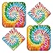 HOME & HOOPLA Bright Tie Dye Swirl Art Paper Dinner Plates and Napkins for Tie Dye Party & 60s Themes (Serves 16)