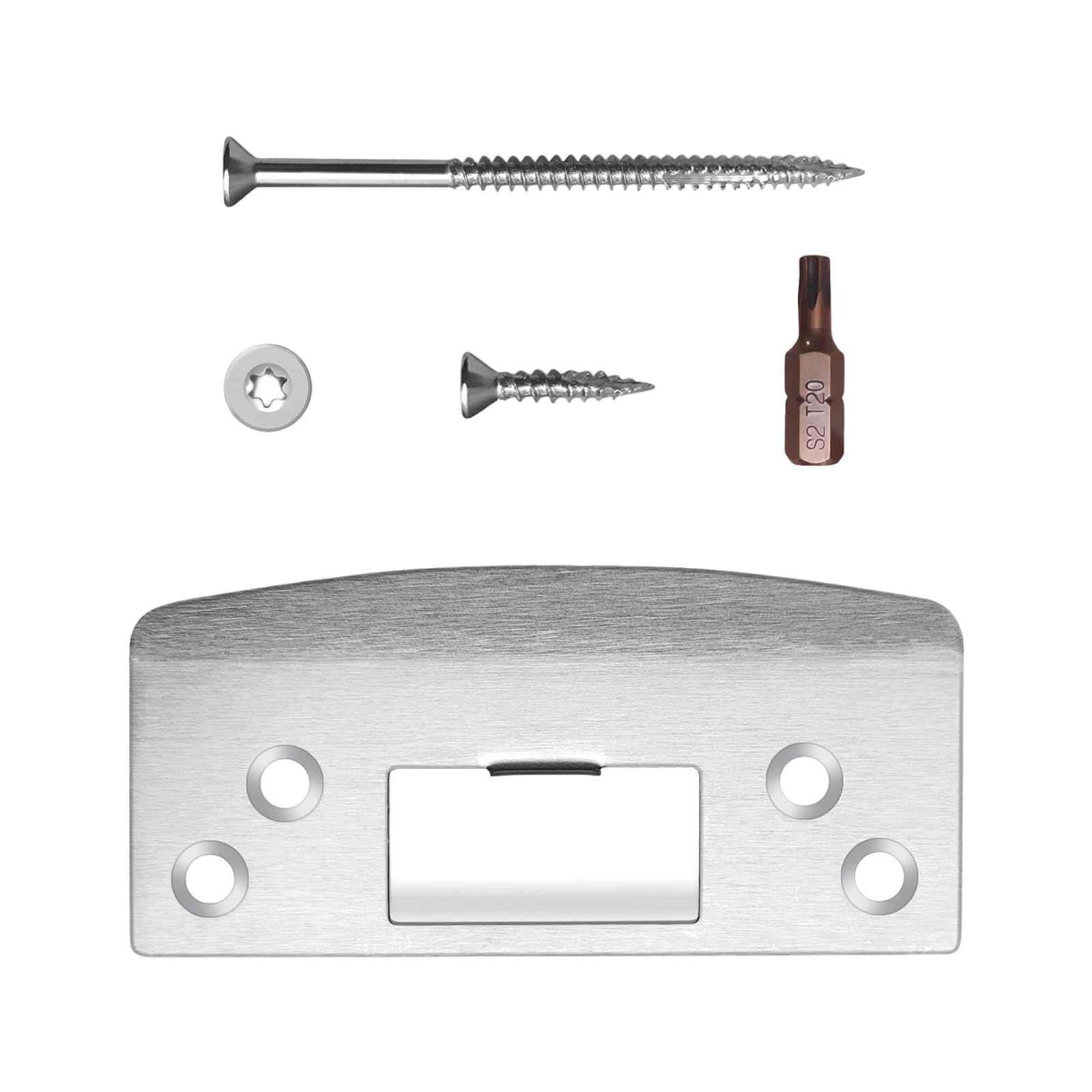Door Strikes Plate Stainless Steel Tongue Buckle Plate with Screws for Worn Frame Slots Jamb Repair High Strength Latches Security Reinforcement Long Strips