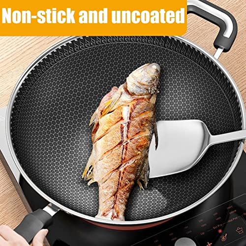 Wok de acero inoxidable con textura de panal 32 cm miniatura 3