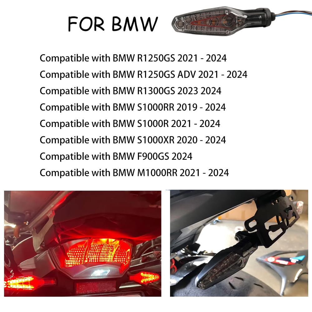 12V LED wodoodporny kierunkowskaz hamulca motocyklowego kompatybilny z BMW R1250GS R1300GS F900GS S1000RR S1000R S1000XR M1000RR R 1250 1300 GS S 1000 R RR XR