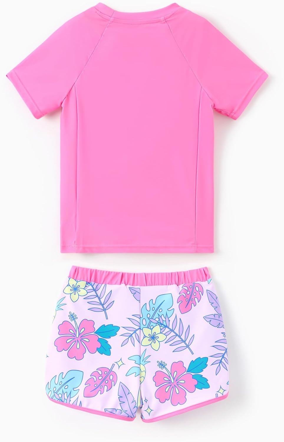 Disney Frozen Elsa Princess Girls Two Piece UPF 50+ Protection Quick-Dry Short Sleeve Swim Sets Rashguard Bathing Suit