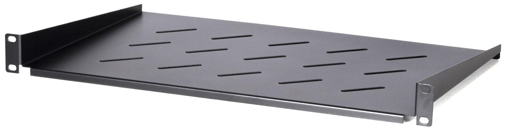 19 Zoll 1HE Fachboden 300mm Tief - Schwarz - Traglast 8 kg