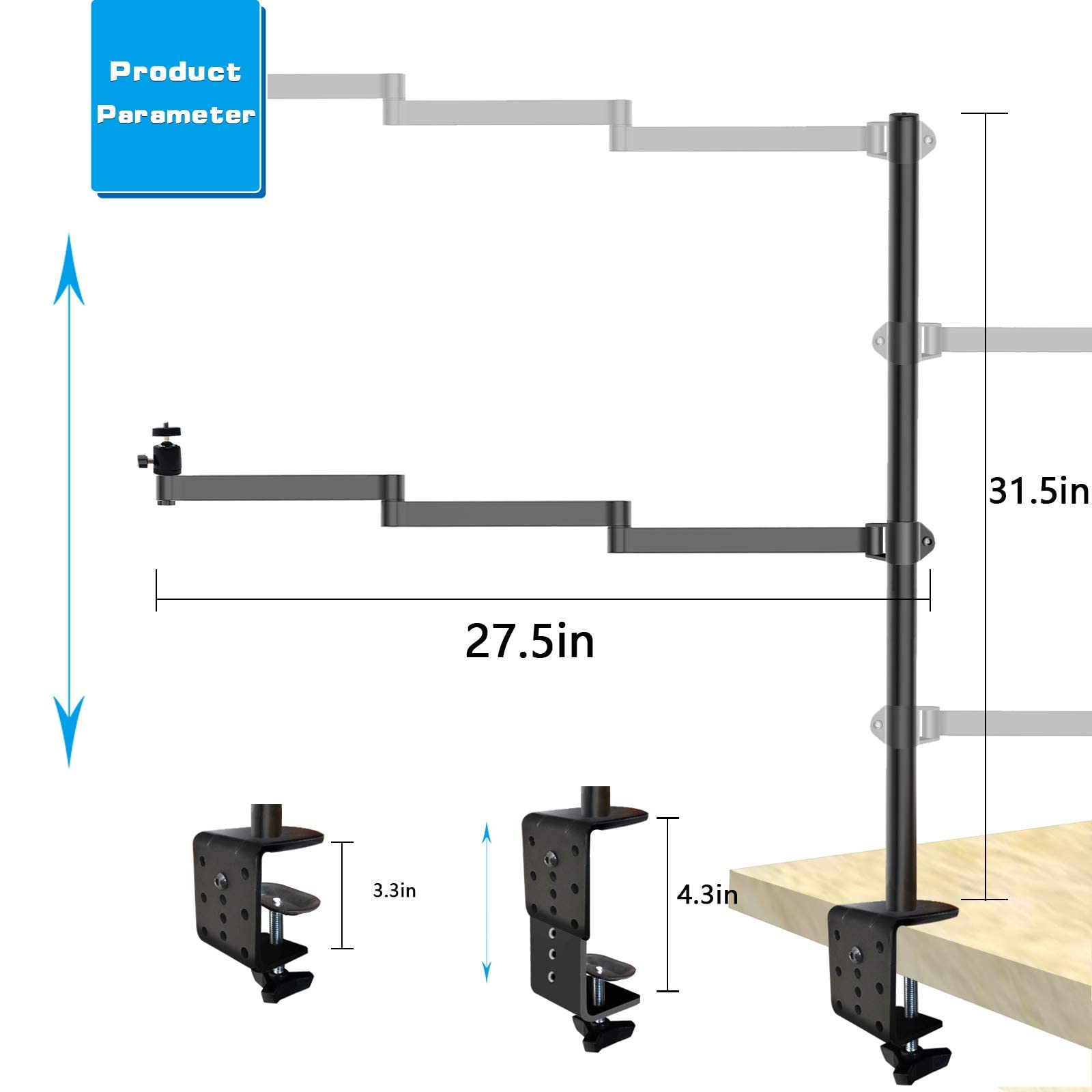 Heavy Desktop Overhead Camera Mount Rig Stand, Top Down DSLR