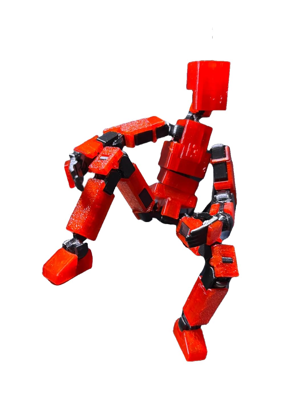 LUCKY13TOY 3D Printed Multi Joint Movable Mechanical Doll Model, Toy Design Style, Custom Desktop Ornament (Red)