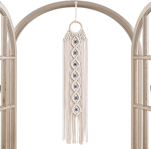Miniatura 9 de Colgante de pared de macramé, atrapasueños con piedra de cristal de sal, espejo de pared atrapasueños, atrapasueños de macramé, tapiz bohemio grande