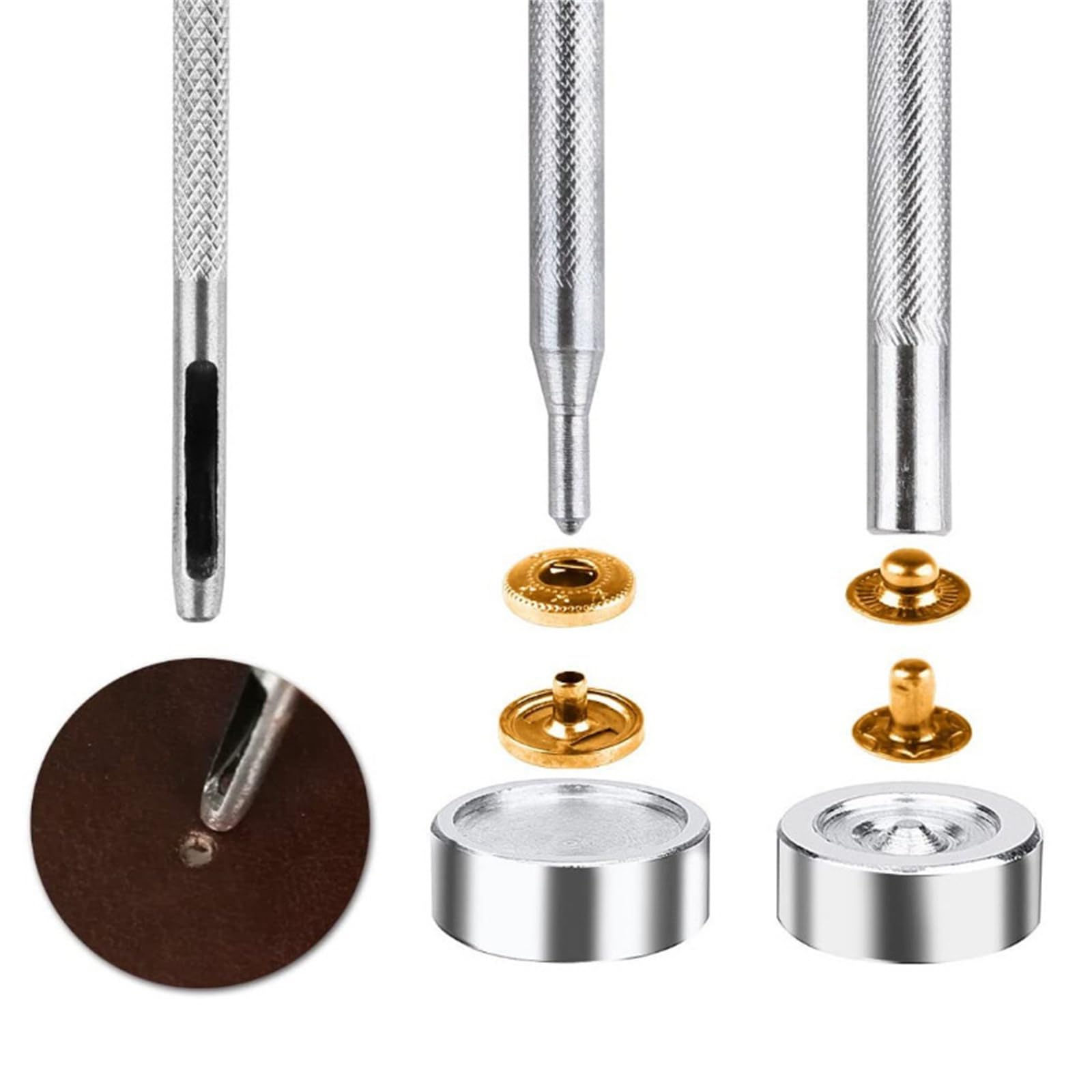 100/120 occhielli in 4 colori con strumenti, kit di occhielli da 12,5 mm per tessuto, tela, tende, abbigliamento, riparazione pelle, utensili per lavatrice, tessuto