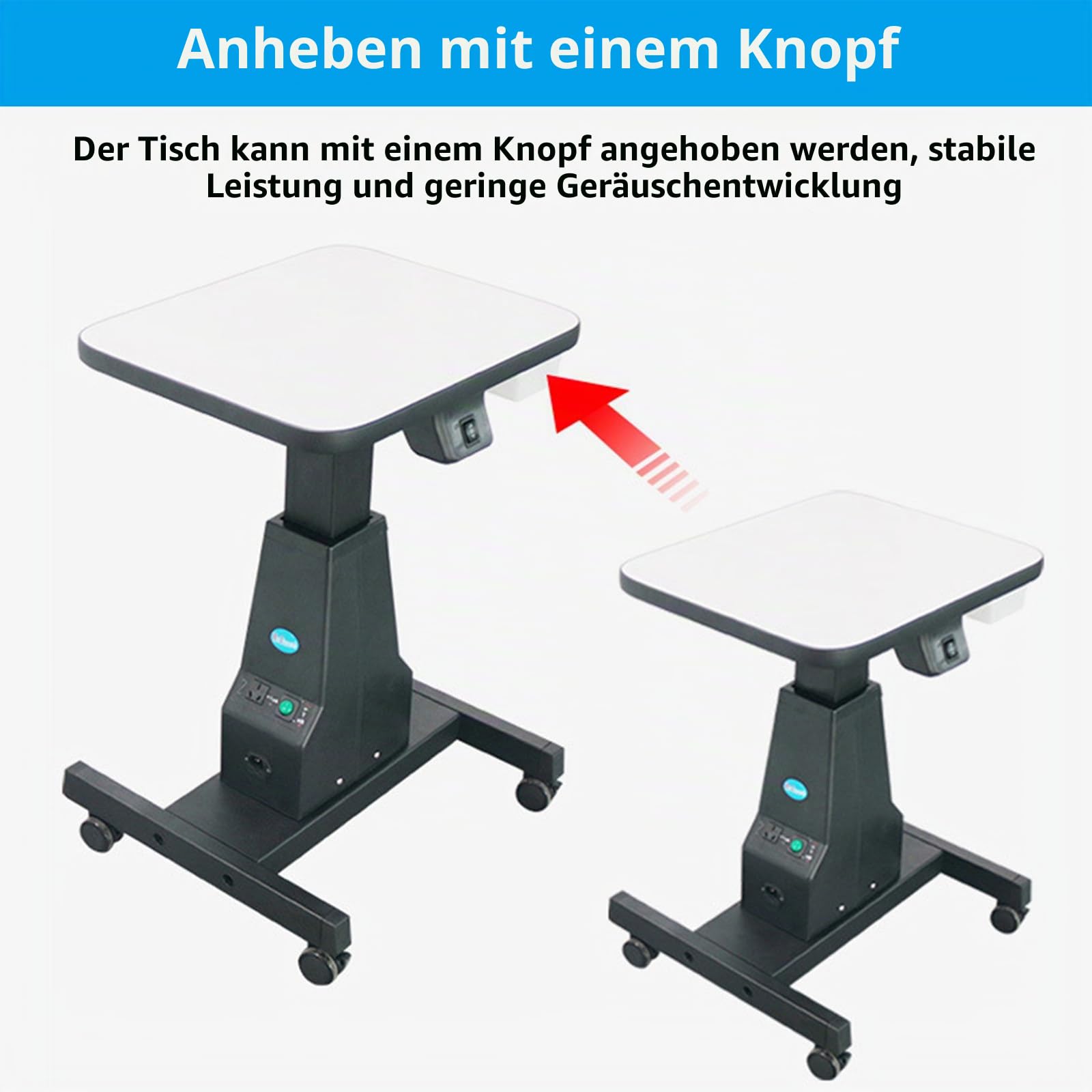 Optischer Hubtisch, motorisierter Instrumententisch, optometrischer Hubtisch mit motorisiertem Tisch zur einfachen Höhenverstellung um 180 mm, mit Schubladen mit großer Kapazität (schwarz)