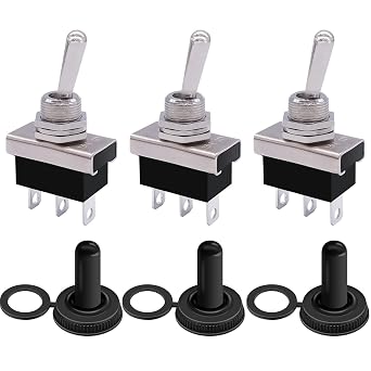 weideer 3Pcs Waterproof Toggle Switch 12V 25A SPDT ON/Off/ON 3 pin 3 Position Switch with Waterproof Cover for Auto Car KN3D-103