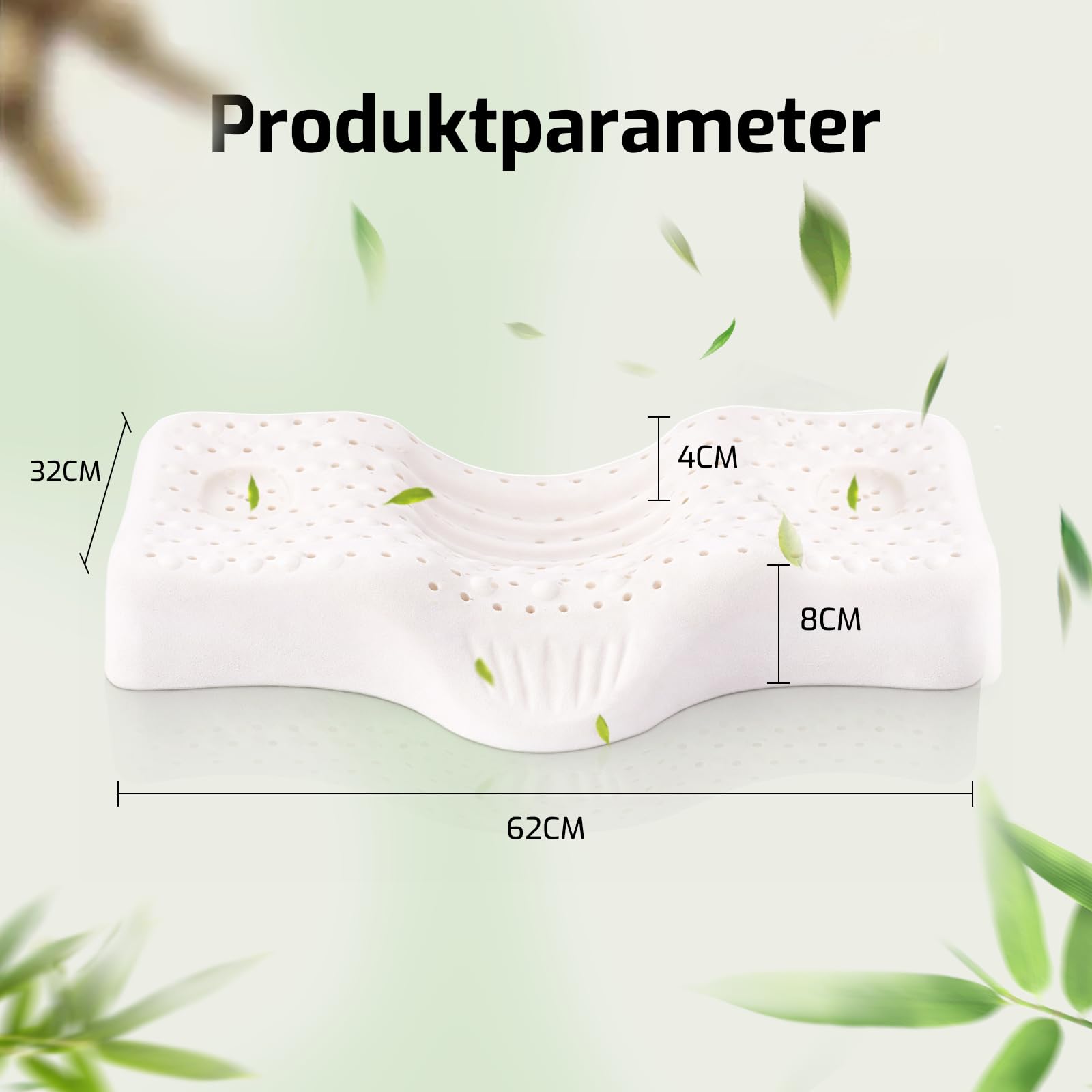 Orthopädisches Nackenstützkissen 32x62x4/8 -Talalay Latex Kissen aus Naturlatex, Ergonomisches Nackenstützkissen für Seiten-und Rückenschläfer - Verstellbares Orthopädisches Talalay Pillow
