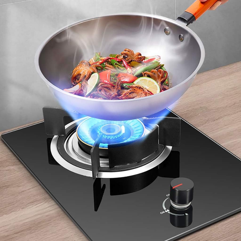 Burners Gas Hob 4.8KW Black Tempered Glass Built-in Gas Hob Single Burner-Thermocouple Flameout Protection|Pulse Ignition Needle|Child Lock Protection Device(Ng)