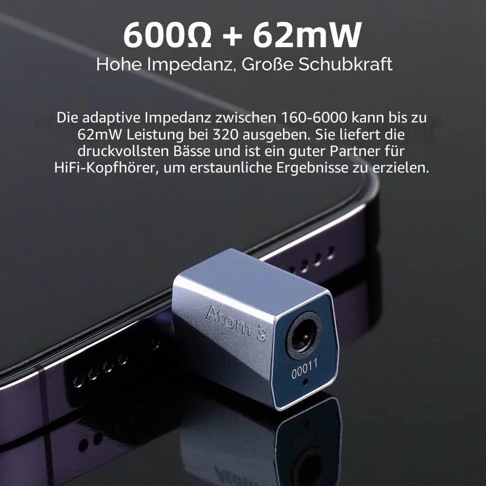 Audirect ATOM3 Decoder Kopfhörerverstärker,ESS9280 AC PRO Chip,High Performance DAC Tragbarer Handy Decoder DAC Kopfhörerverstärker PCM768/DSD512