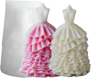 3D Wedding Dress Silicone Molds, Evening Gowns Candle Mold for Soap Soy Wax DIY Handcraft, Formal Dresses Rsein Mold Bridesmaid Gifts Wedding Party Home Festive Days Car Ornament (Empire Dress)
