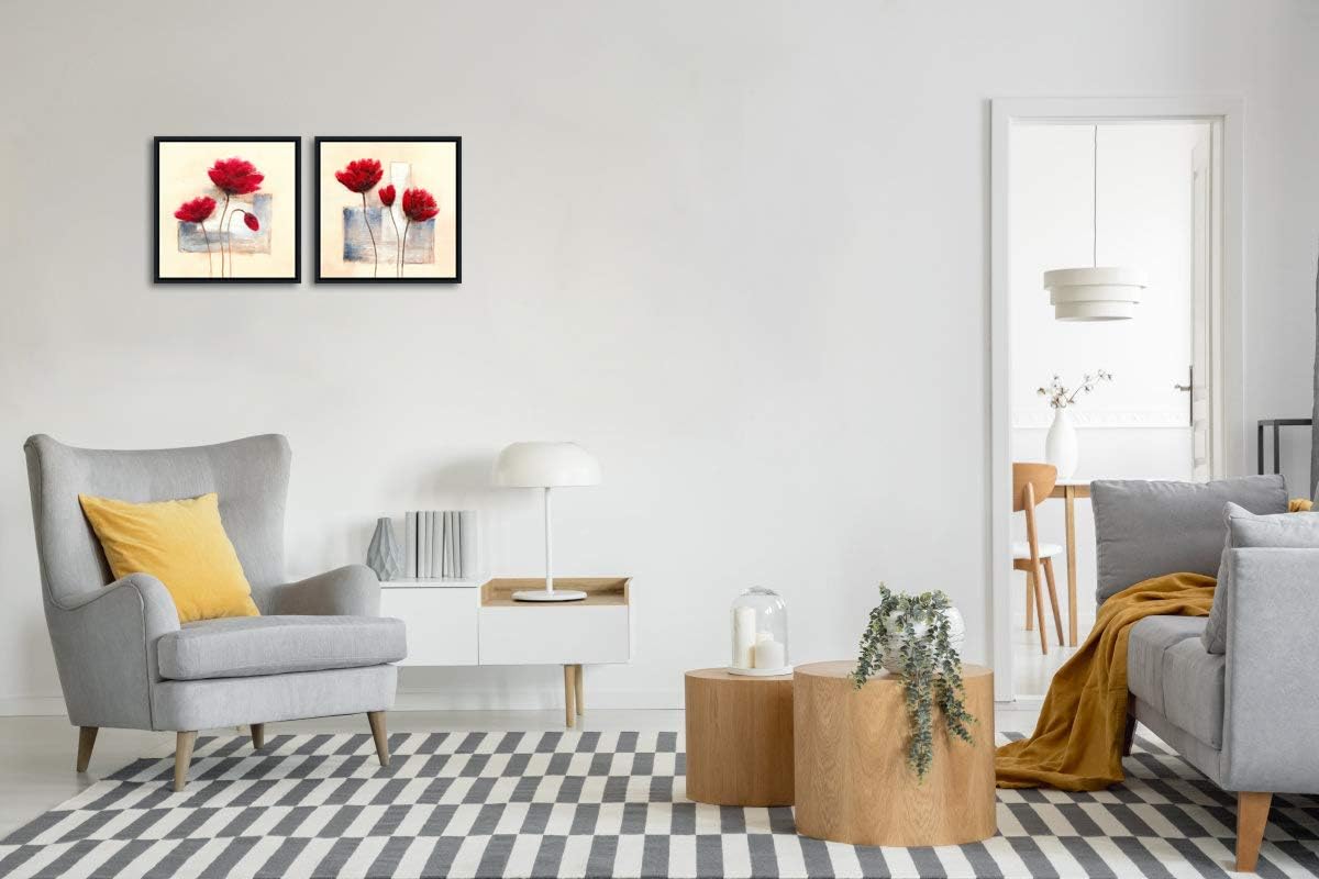 Wieco Art Framed Wall Art Charming Spring Canvas Prints Abstract Floral Oil Paintings Style Pictures on Canvas Wall Art Framed Canvas Wall Decor for Living Room Bedroom Kitchen Home Decor