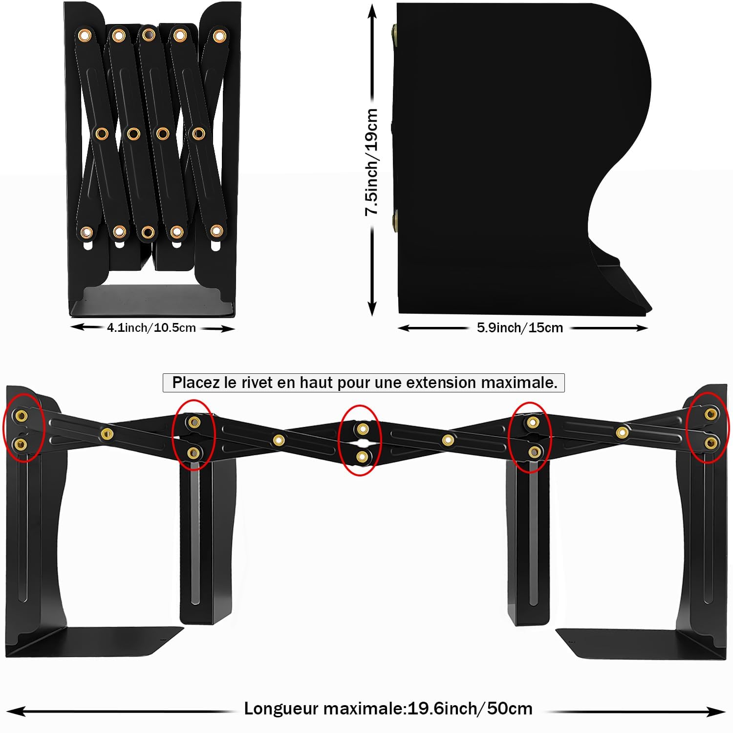 Serre-Livres Design L Bois Et Métal - Support Robuste Pour Organiser Livres Et Décoration